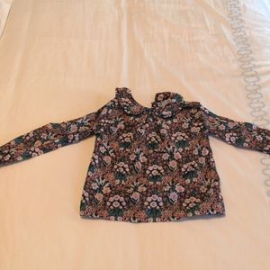 Girl size 4T Jacadi Paris peter pan ruffle collar floral shirt